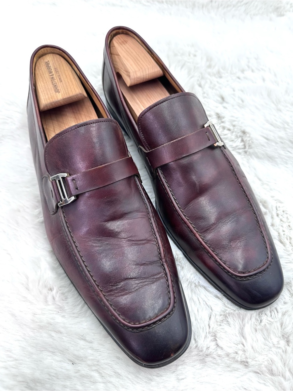 Magnanni Lino Leather Buckle Penny Loafers Dress Shoes Men’s Size 13 burgundy